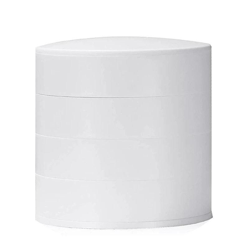 

Round Jewelry Box Small Storage Box 360 Degree Rotating Earrings Necklace 4 Layers Storage Box Family Travel