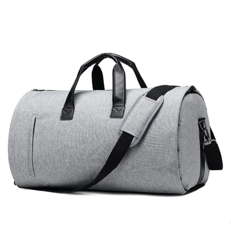 Gray Large Capacity Men Travel Bag Waterproof Duffle Bag Short Trip Suit Storage Hand Luggage Bags With Shoe Pouch Oxford Travel Bag - Color: Gray