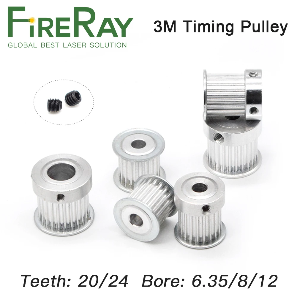 

Timing Pulley HTD 3M Gear Pulley Synchronous 20 24 Teeth Width 15mm Bore 6.35 8 12mm for DIY CO2 Laser Engraving Cutting Machine