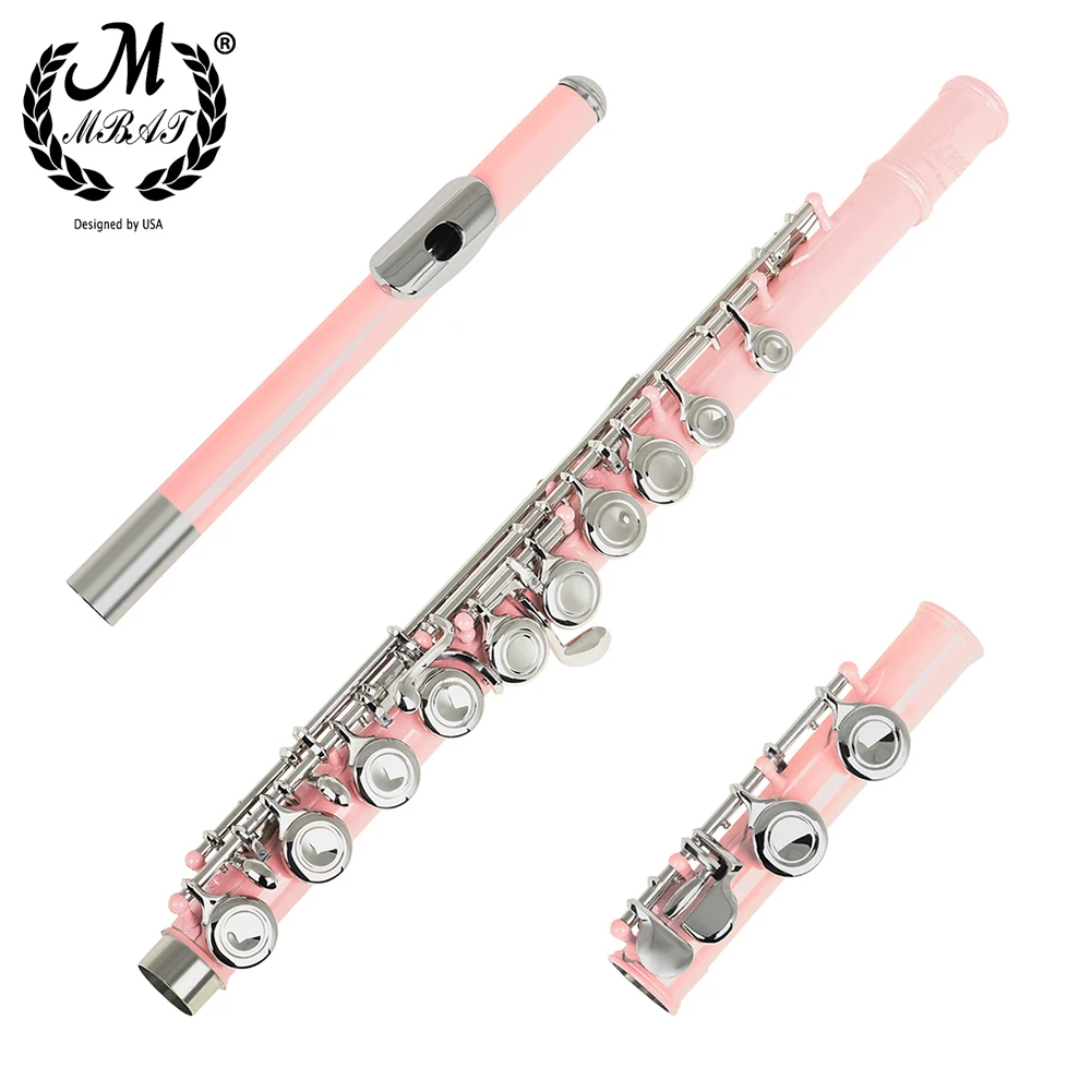 M мбат 16 отверстий флейта закрытое Отверстие C тон розового цвета серебряного