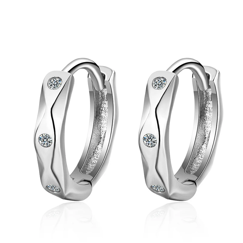 Women's New Fashion Shiny Hoop Earrings Bohemian Geometric Rose Gold/ White Cartilage Piercing Earring Jewelry Small Thin Hoops