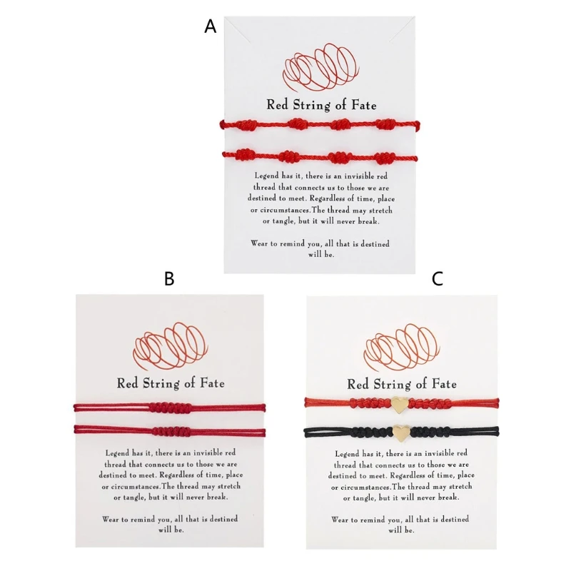 

Браслет на удачу с 7 узлами, креативный Плетеный вручную и Регулируемый Красный веревочный браслет для женщин и мужчин, 2 шт.
