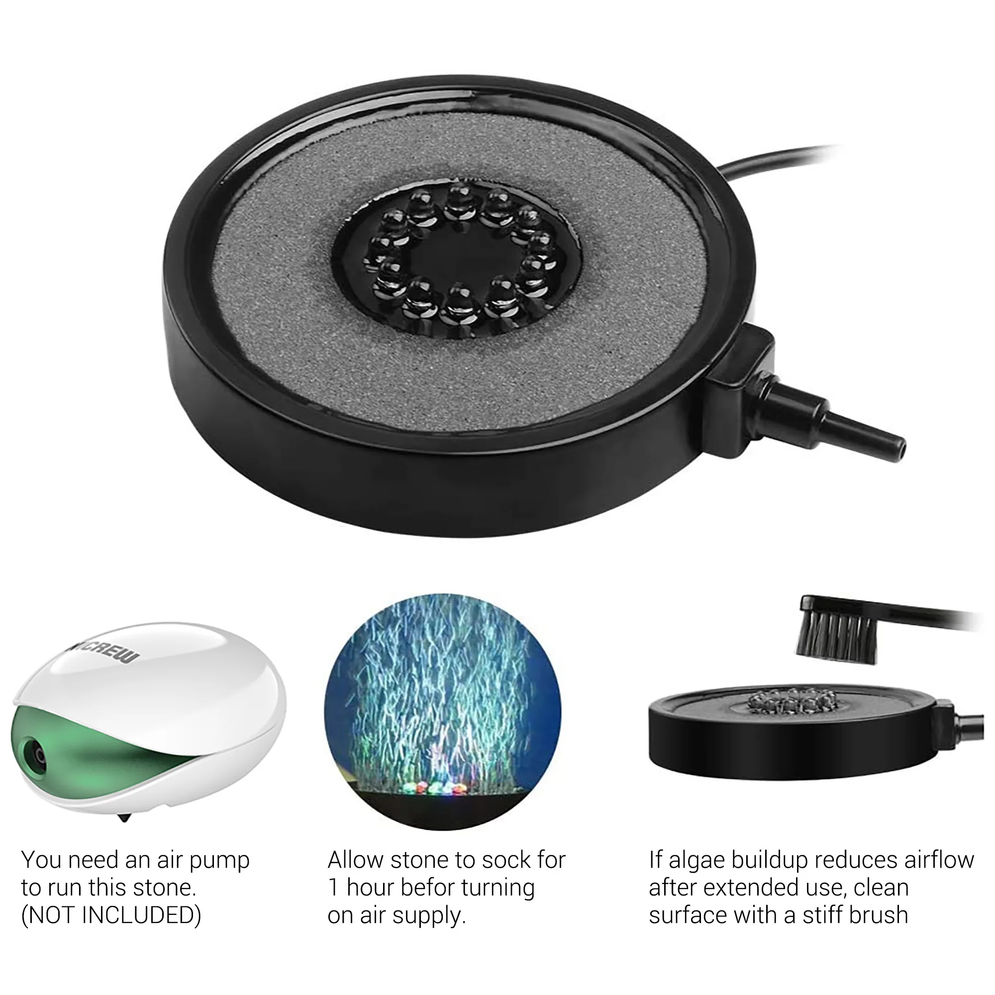 

NICLUM Underwater Round Fish Tank Lamp Waterproof Air Bubbles Aquarium Submersible Light Colorful For Aquarium Light Fish Tank