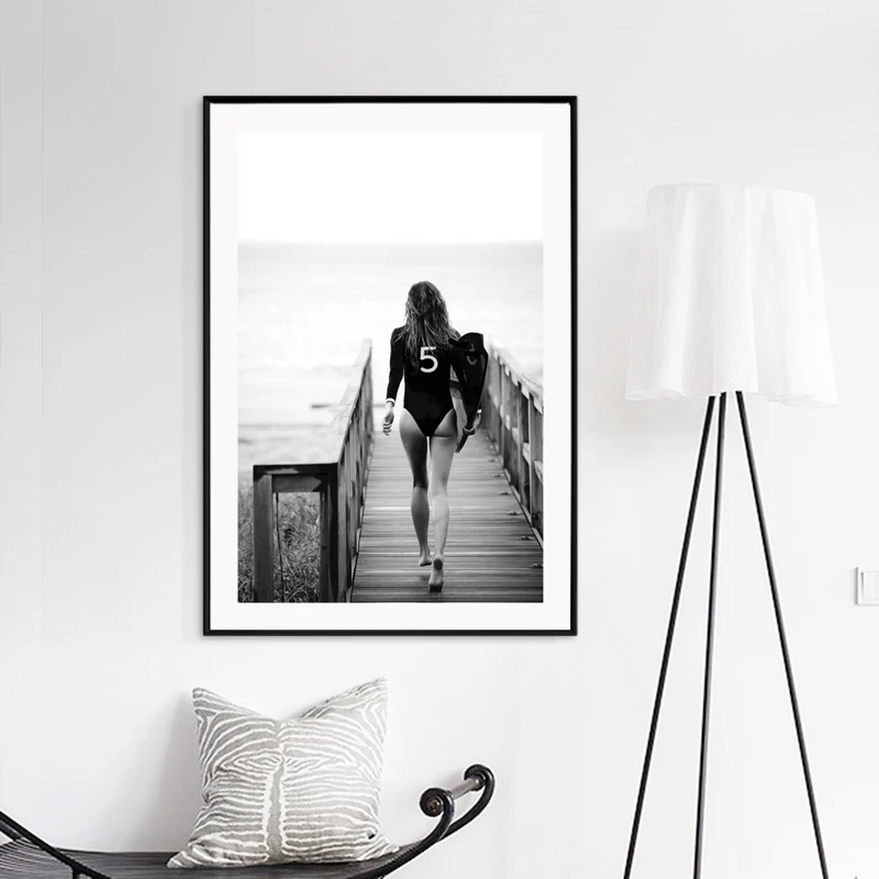 

Sexy Women Surfing Swimming Wall Art Canvas Painting Sexy Chest Posters And Prints For Livingroom Bedroom Home Decor
