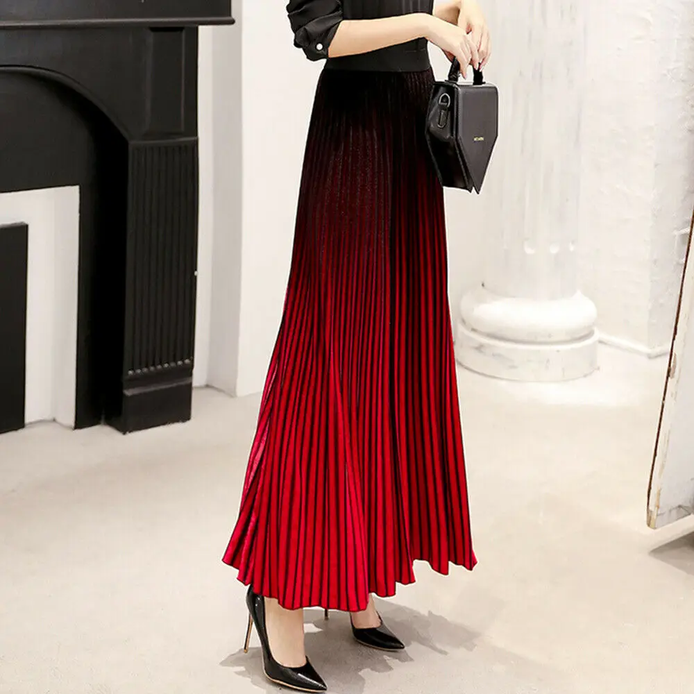 Модная женская длинная юбка макси бархатные плиссированные юбки осенняя зимняя