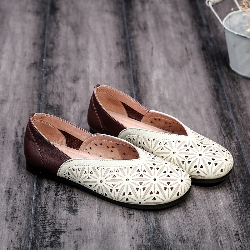 Tilocow женские балетки из натуральной кожи на плоской подошве Летняя обувь