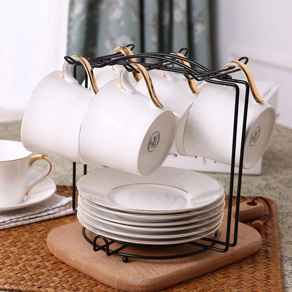 

Tea Cups Display Stand Anti-rust Cups Holder Stainless Steel Drying Rack for Cups Dishes