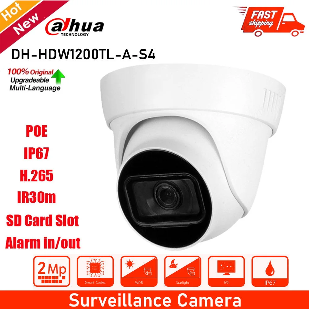 

Dahua 2MP HDCVI IR Eyeball Camera HAC-HDW1200TL HAC-HDW1200TL-A Built-in mic (-A) IR 30m IP67 Waterproof HDCVI Camera