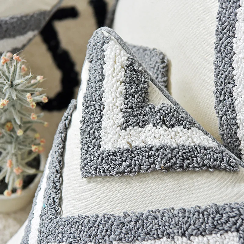 Наволочка для подушки хлопковая наволочка с вышивкой в морском стиле зигзаг 30 Х5 0