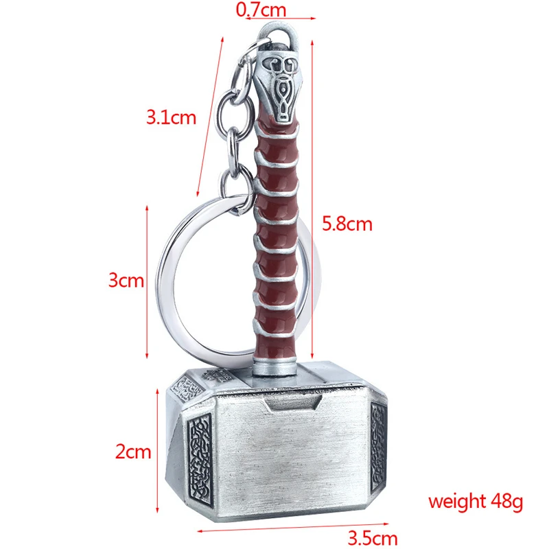 

2021 New Thor Hammer Metal Keychain Men Women Car Keyring Movie Fans Accessories