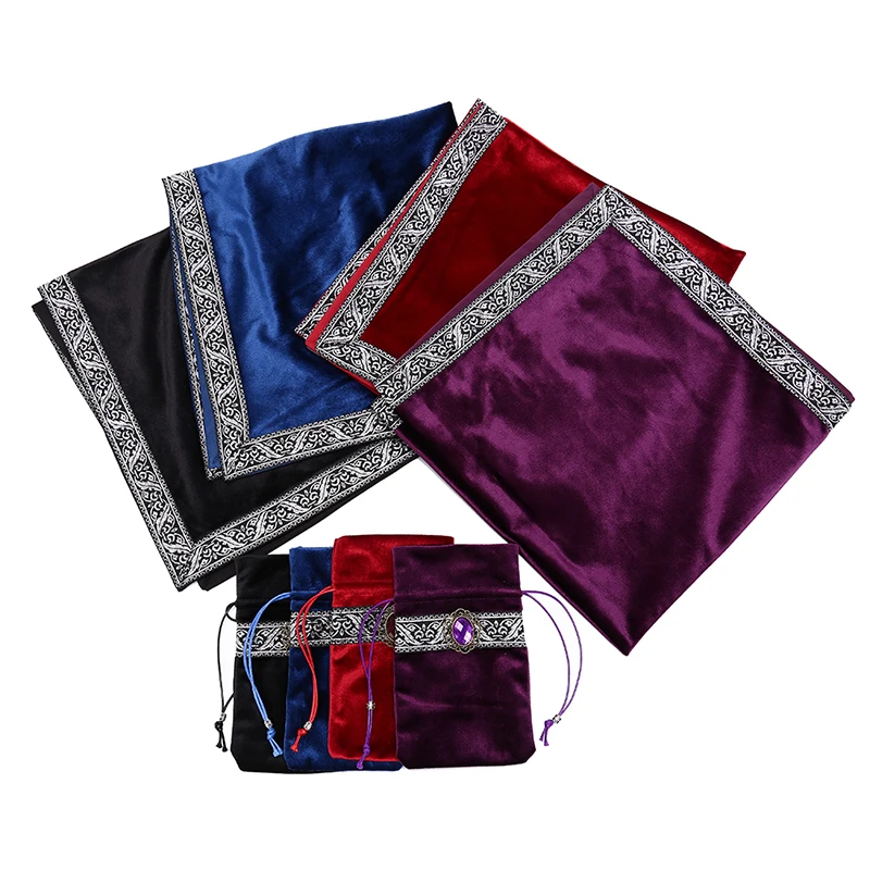 2 шт./лот бархатная скатерть Таро с мешками флокированная ткань красивый камень