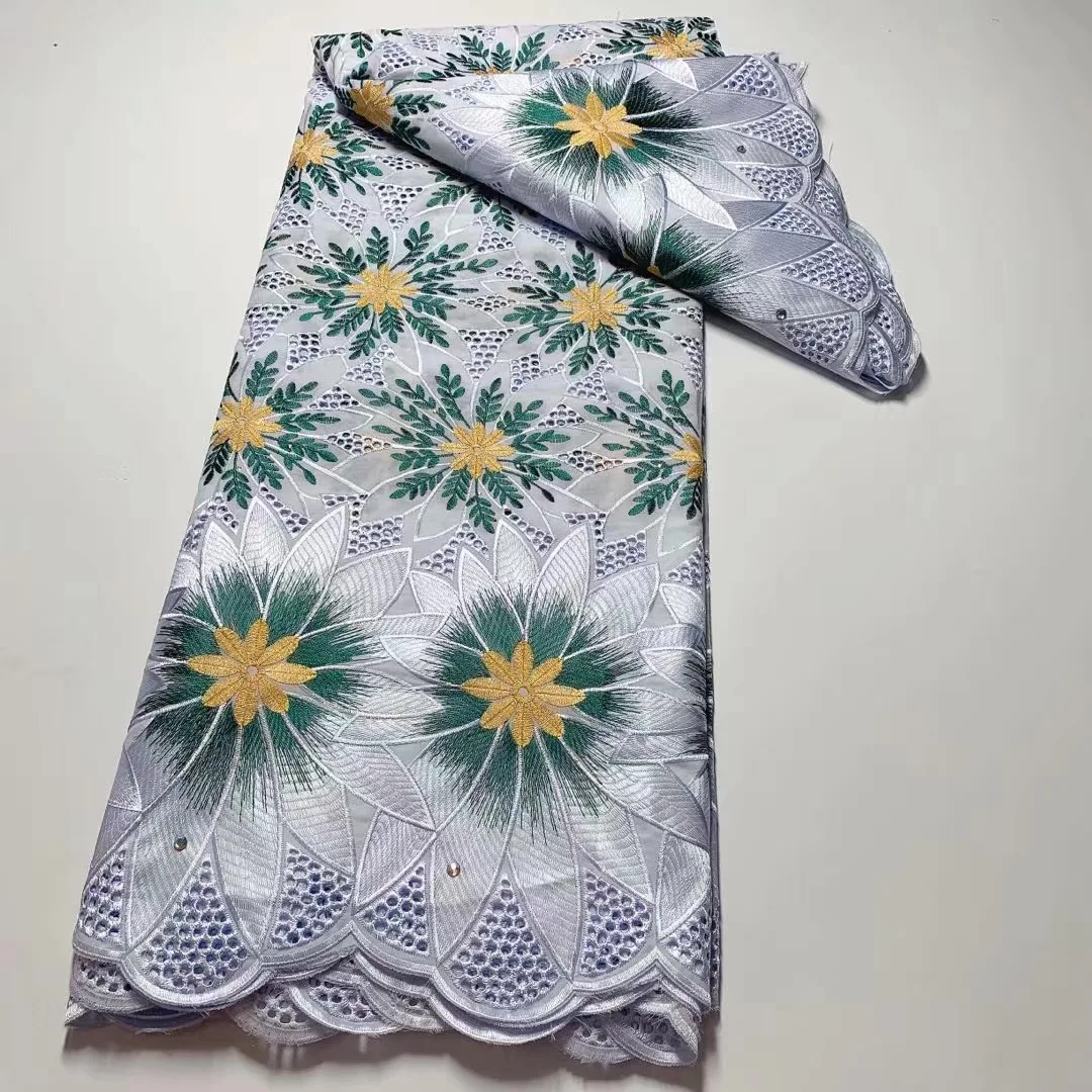 

Swiss Lace Fabric African Lace Fabric Swiss Voile Lace High Quality 5 Yards Autriche Brode 100% Cotton Fabric For Dress 1902