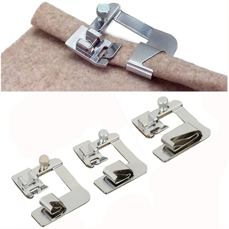 

3 Sizes Wide Rolled Hem Pressure Foot Sewing Machine Presser Foot Hemmer Foot Set 1/2 Inch 3/4 Inch 1Inch Low Shank Presser Foot