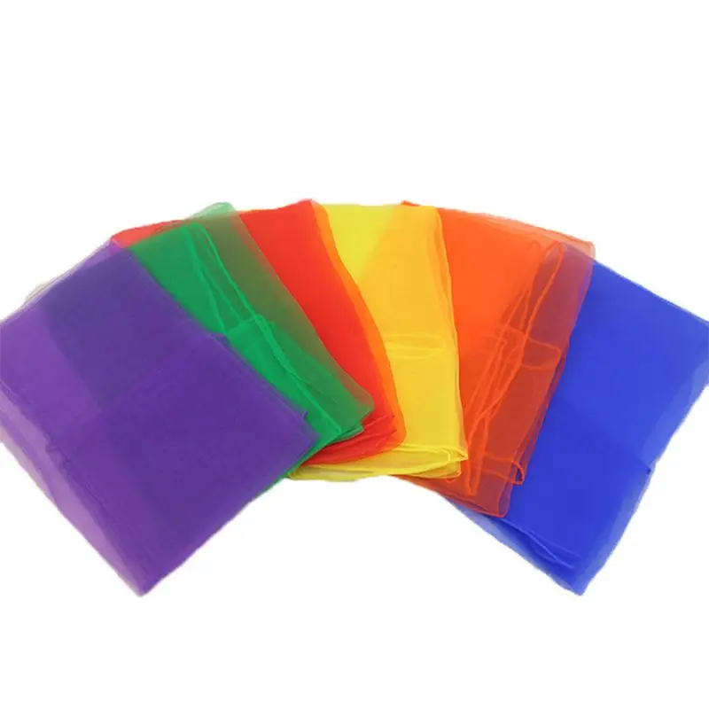 

12Pcs Women Girl Square Juggling Chiffon Dance Scarves Magic Tricks Performance Props Kindergarten Candy Color Movement Kerchief