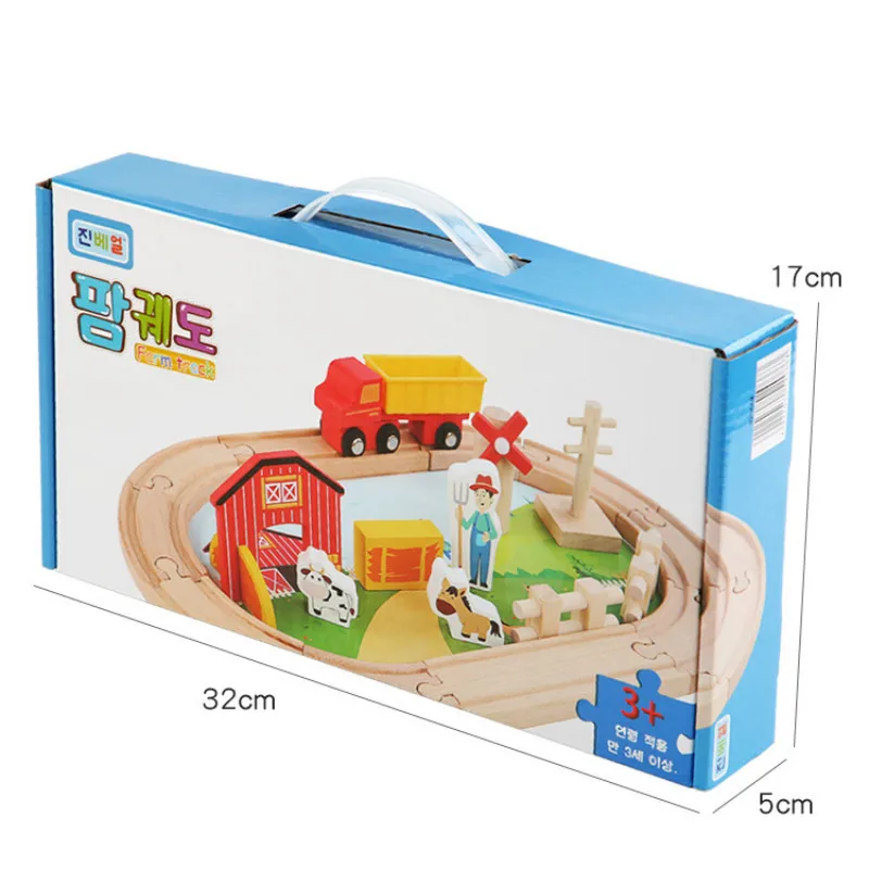 

Wooden Track Set Toy Desktop Farm Animal Scene Building Block Track Exercise Children's Hands-on Ability Early Education Toys