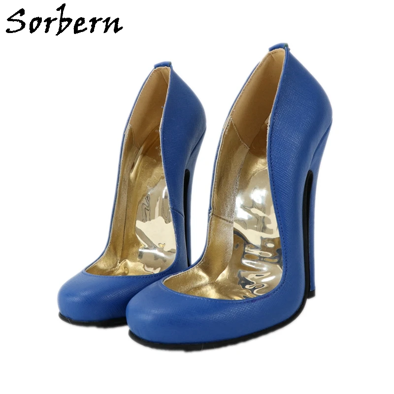 Sorbern Sexy Round Toe Women Pump Shoes Genuine Leather Stilettos High Heel 16Cm 14Cm Slip On Female Shoes Custom Colors