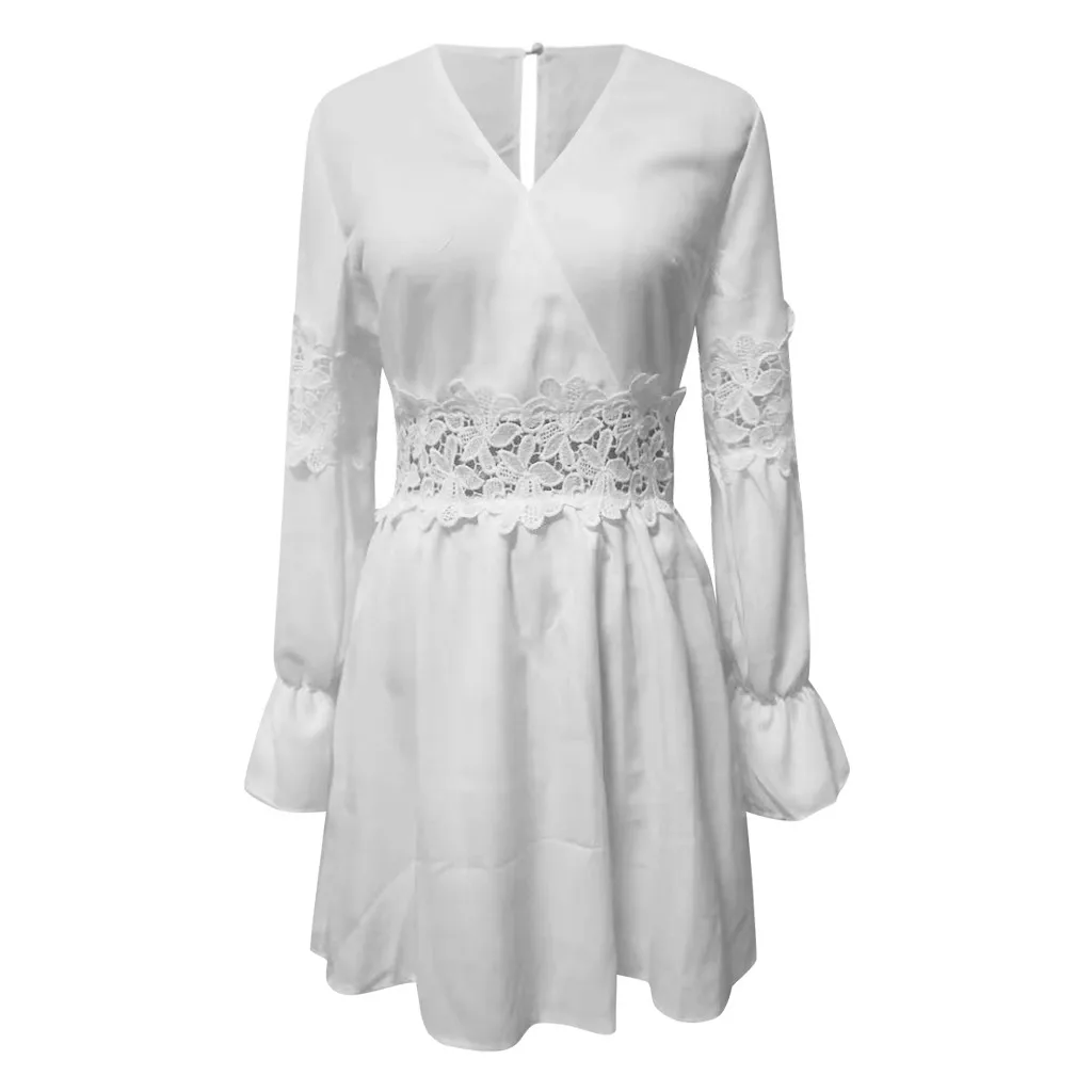 2019 горячая Распродажа модное женское платье простое кружевное мини-платье с