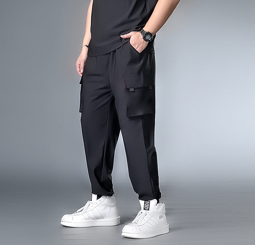 7XL 6XL XXXXL thin fabric Man Black 2020 Vintage Joggers Streetwear Mens Pockets Harem Pants Male Summer Print Fashions | Мужская одежда