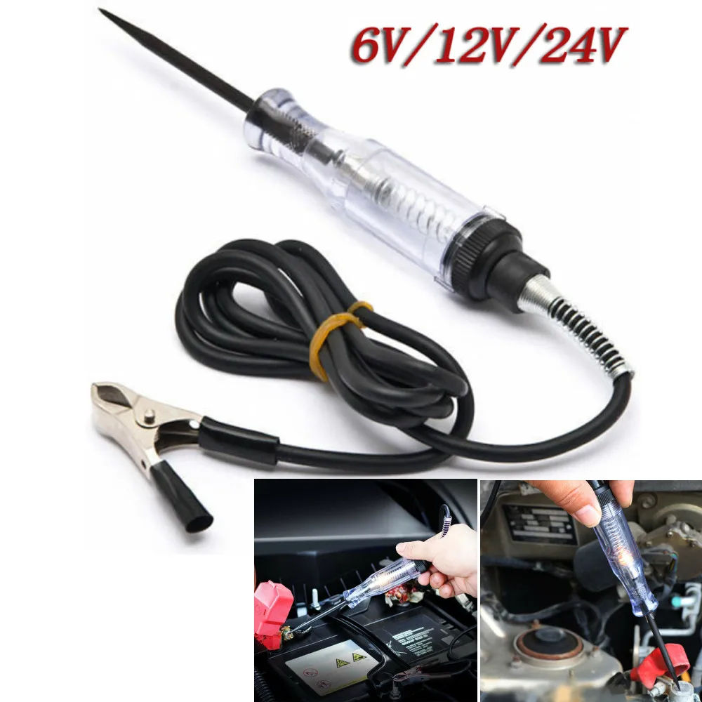 

Auto 6V 12V 24V DC Car Truck Voltage Circuit Tester Car Test VoltMet Long Probe Pen Light Bulb Automobile Maint Continuity