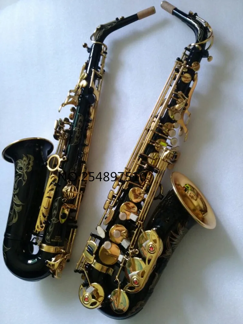 Горячая Распродажа саксофон черный альт латунная гравировка золотой