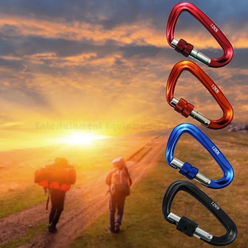 

12KN Climbing Carabiner D Shape Quickdraws Professional Climbing Buckle Lock Security Safety Lock Outdoor Climbing Equipment
