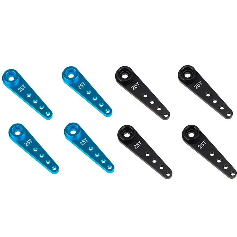 

8Pcs 37Mm 25T Metal Extension Steering Servo Arm Horn For Rc Car Crawler Parts - 4Pcs Blue & 4Pcs Black