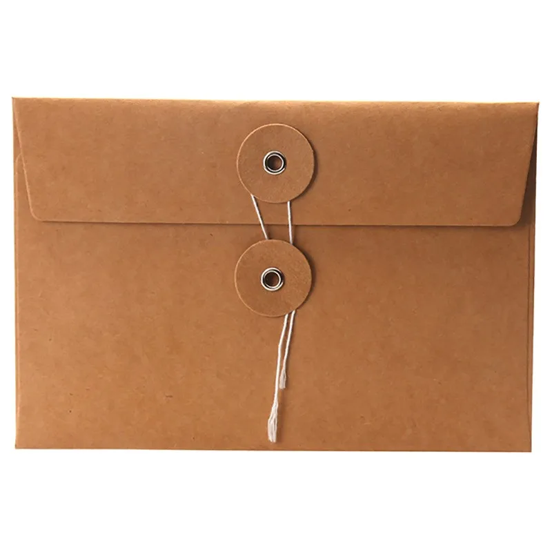 

10Pcs 11*17cm Kraft Paper Buckle Envelope Line Buckle Vintage blank paper Greeting Cards with Envelopes postcard