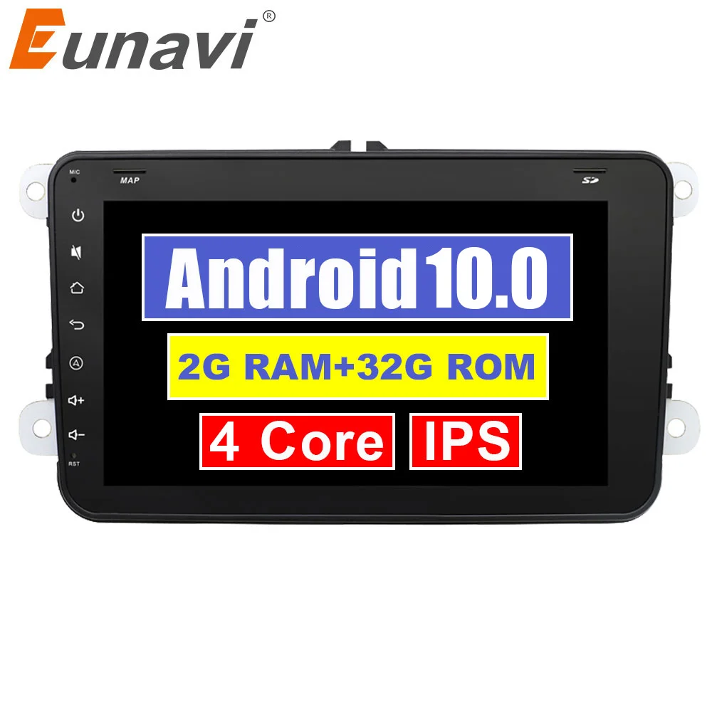 Eunavi 2 Din 8 дюймов Android 10 Автомагнитола стерео для VW JETTA GOLF MK5 MK6 GTI PASSAT B6 POLO SKODA Fabia gps