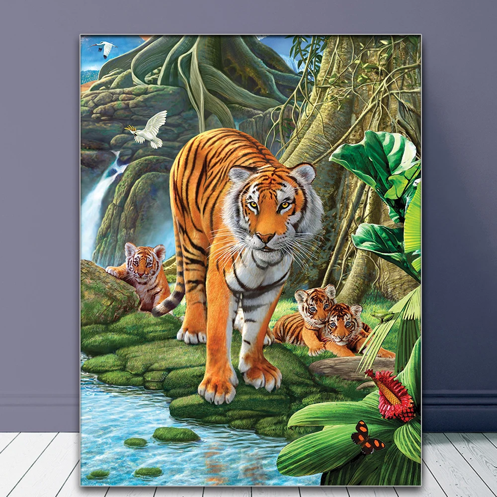 Алмазная 5d мозаика сделай сам картина с изображением семьи тигра Набор для