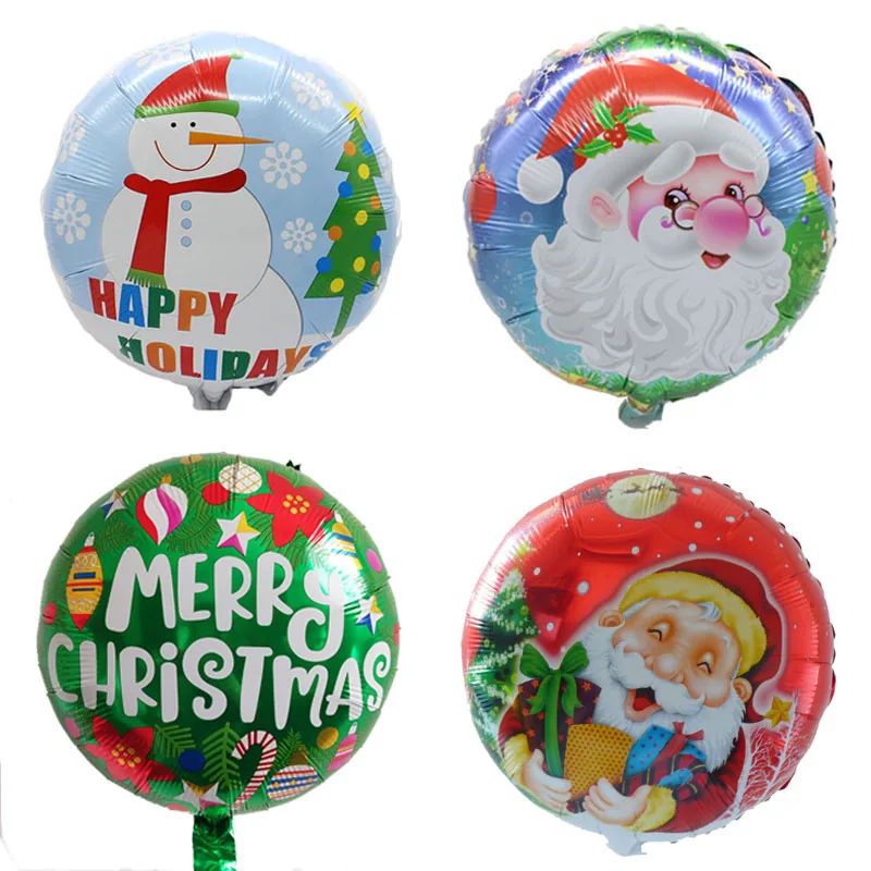 

50pcs 18inch Merry Christmas Round Foil Balloons Santa Claus Snowman Helium Balloon Gifts 2021 Xmas Home Party Decor Supplies