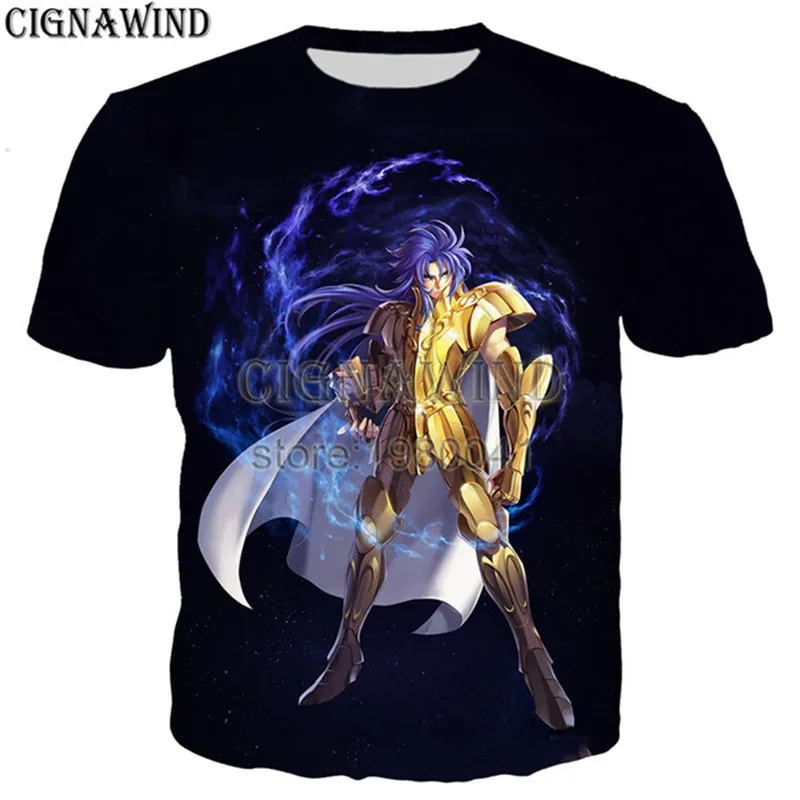 Новые забавные футболки мужские/женские классические аниме Saint Seiya 3D Печатные