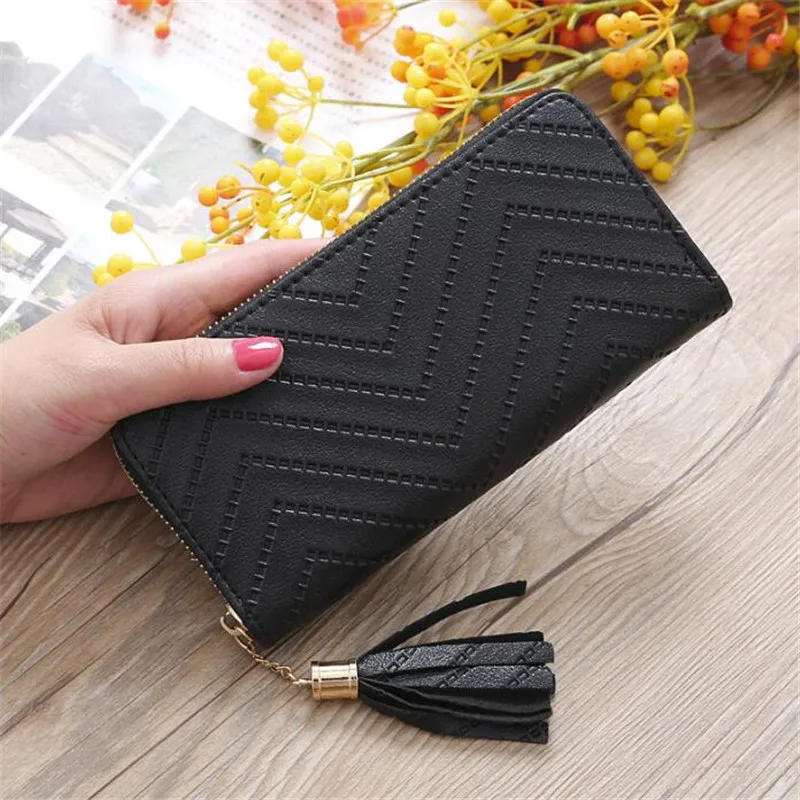 Длинный женский кошелек женские кошельки с кисточками держатель для карт