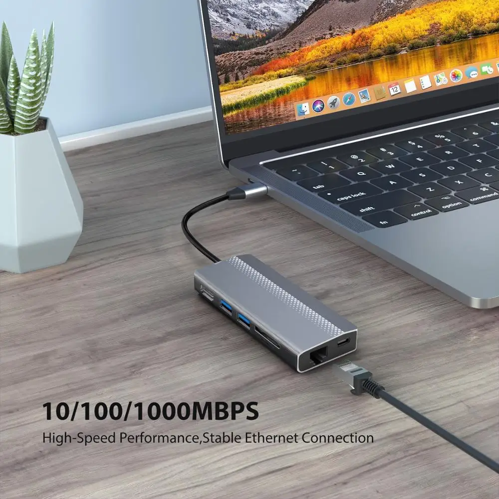 Usb хаб 7 в 1 для мульти USB 3 0 4K HDMI 1000M C PD Rj45 адаптер разветвитель SD/TF кардридер type