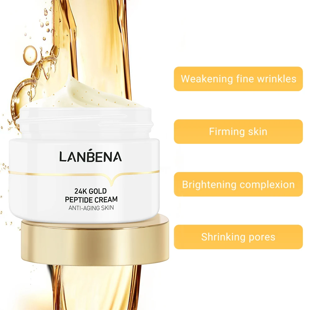 

24k gold effectively increases elasticity anti aging moisturize skin minimize fine lines peptide wrinkle facial cream