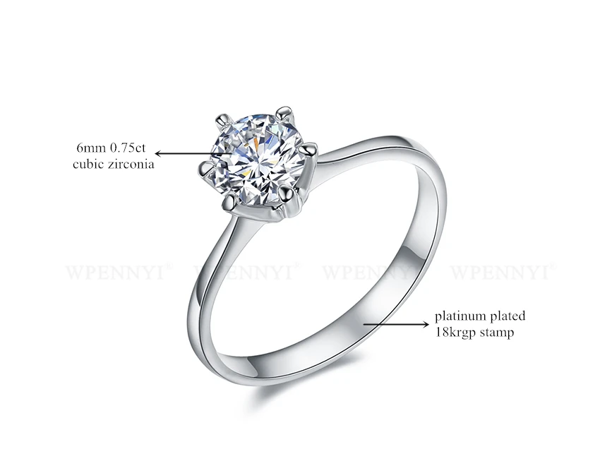Высокое качество супер 3.5ct обручальные Серебряные Кольца цвет 10 мм сверкающий прозрачный кубический цирконий Кристалл Женское Обручальное кольцо