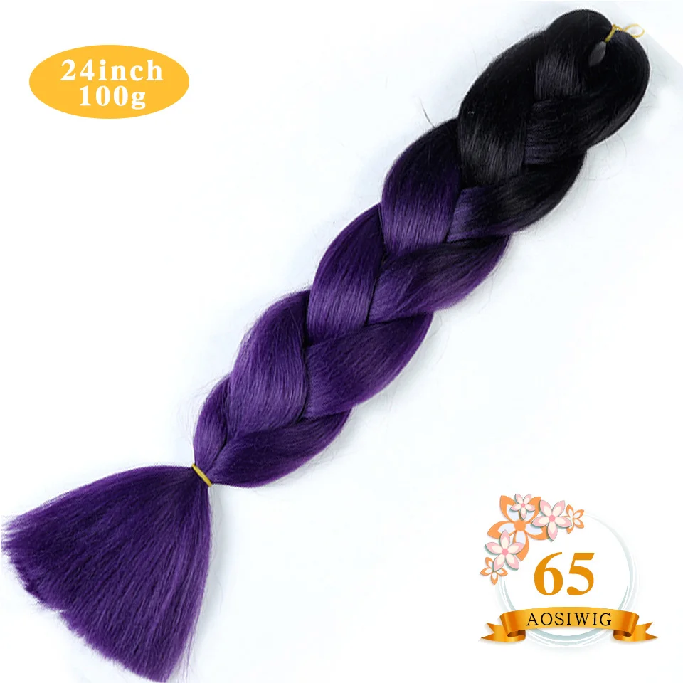 AOSIWIG 2" Ombre Jumbo синтетические плетеные волосы крючком 100 г/упак. афро оптом розовый синий фиолетовый синтетические волосы - Цвет: #30