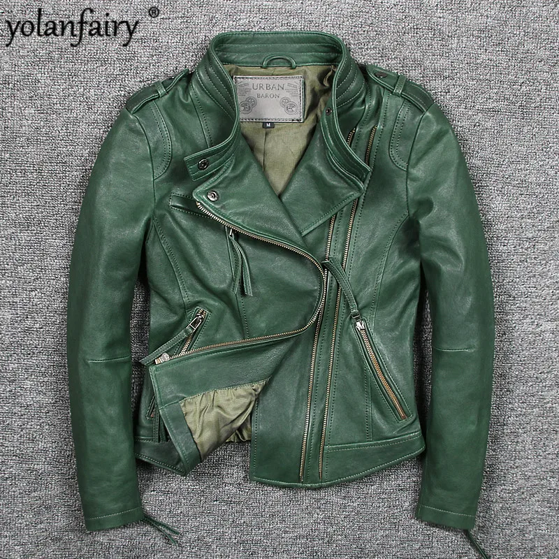 YOLANFAIRY Geniune кожаная куртка из овечьей кожи куртки для женщин мотоциклетные