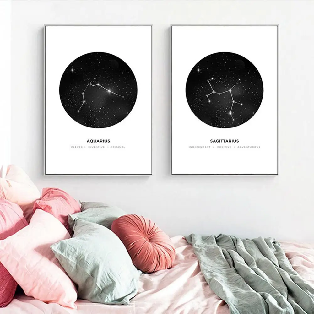 Скандинавские созвездия настенная живопись садик Холст Картина Астрология Знак