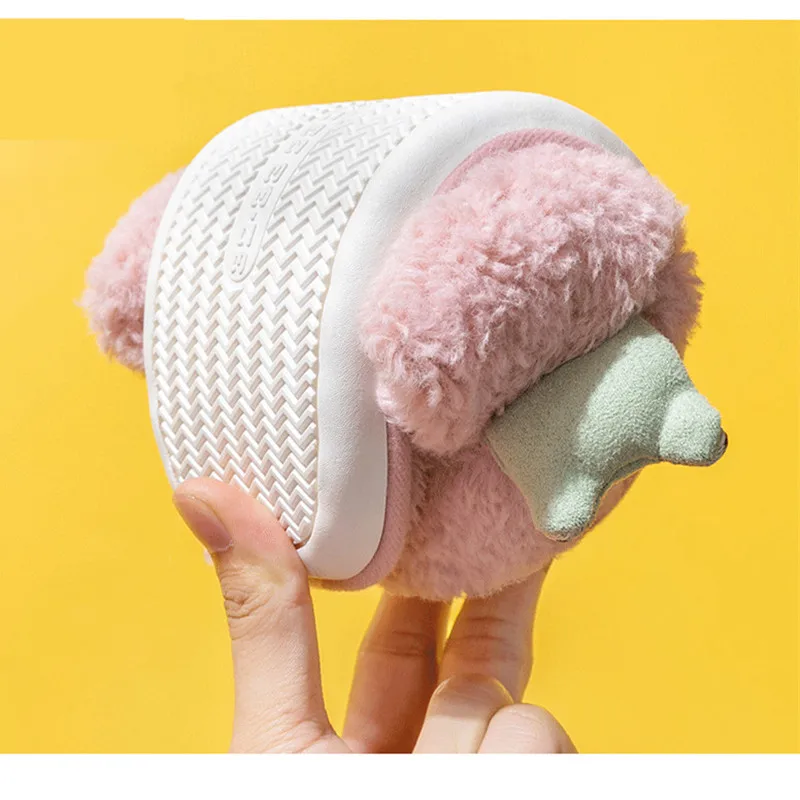 Winter Slippers for Boy Girl Frog Cartoon Cute Warm Flat Shoes Children Non-Slip Home Indoor Fashion Kids Slides Flip Flops |