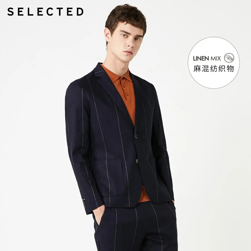 

SELECTED Men's Slim Fit Linen Striped Jacket Business Blazer S|419372515