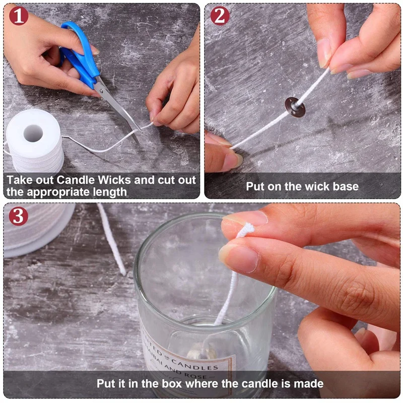 

Candle DIY Tools,2 Rolls Braided Candle Wick Cotton Core and 200 Pcs Candle Wick Sustainer Tabs for Candles DIY Crafts