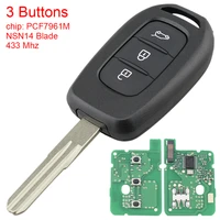 remote car key 433mhz 3 buttons car key pcf7961m chip nsn14 blade fit for renault symbol trafic dacia duster logan sandero