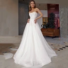 Элегантное ТРАПЕЦИЕВИДНОЕ свадебное платье без бретелек для принцессы 2022 женское свадебное платье со шлейфом