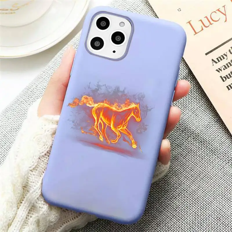

Cool running horse Phone Case Candy Color Violet for iPhone 11 12 pro XS MAX 8 7 6 6S Plus X SE 2020 XR