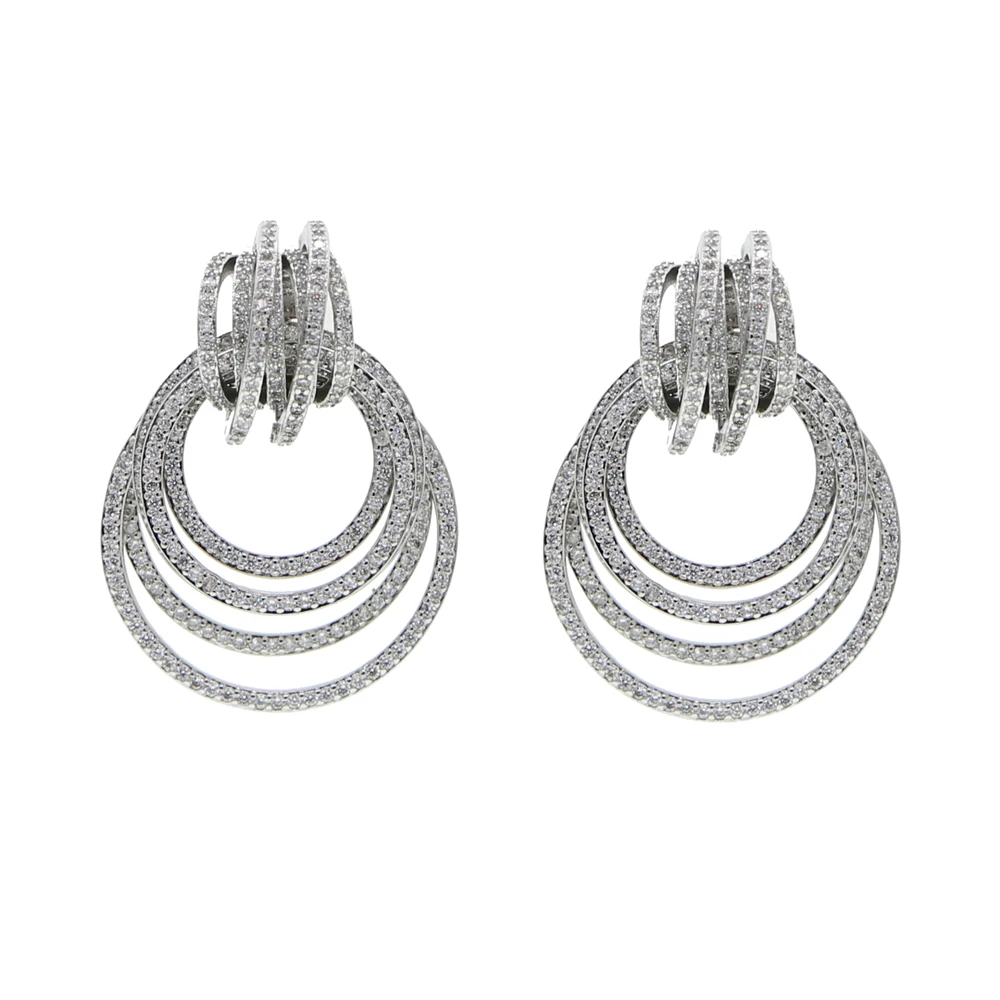 Серьги-гвоздики женские круглые с фианитами ювелирные украшения для ушей