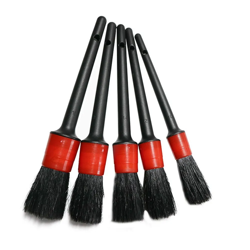 

5pcs Car Cleaning Tool Set Detail Brush Kit Boar Hair Car Detailing Brushes for Automotive Interior Rims Dashboard Wheel Air