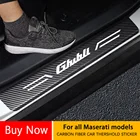 Наклейки на порог двери автомобиля из углеродного волокна, накладка на педаль, наклейки для Maserati ghiдоступ gransport granтуризм Levante mc12 Quattropor