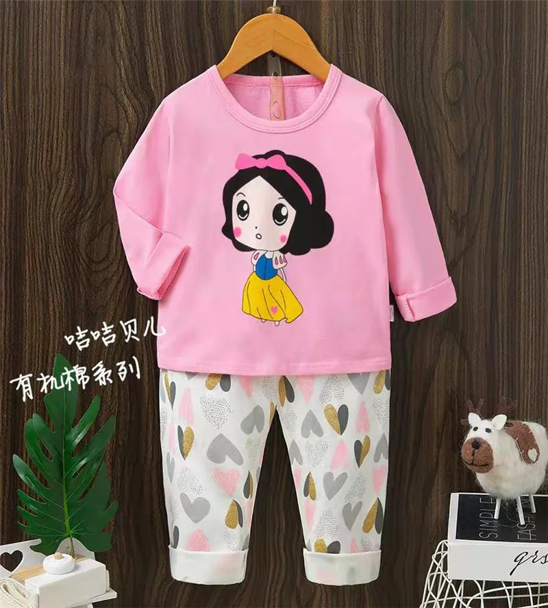 Disney Kids Sleepwear Cartoon Mickey Mouse Fall Clothes Girl Snow White Pajamas Set Baby Boys Long Sleeves Costumes Autumn 1-10Y