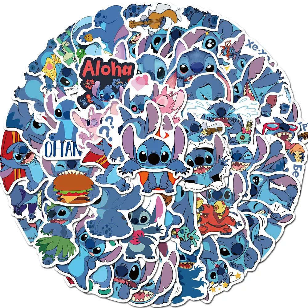 

50pcs Disney cute cartoon stitching stickers waterproof skateboard luggage guitar laptop funny graffiti stickers kids classic