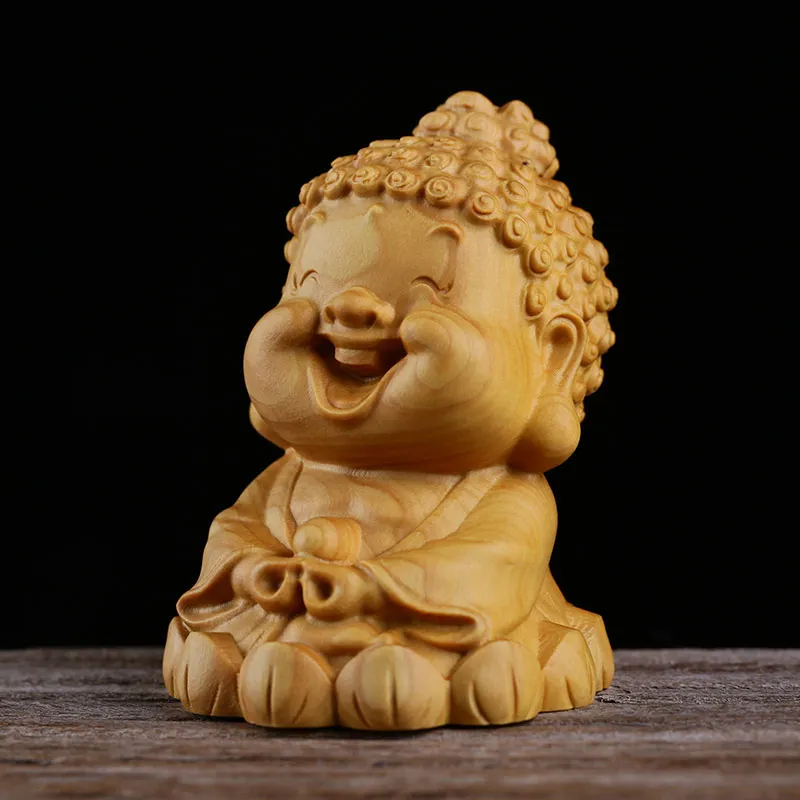 Креативные милые фигурки Будды маленький мастер Maitreya Bodhisattva резьба по дереву